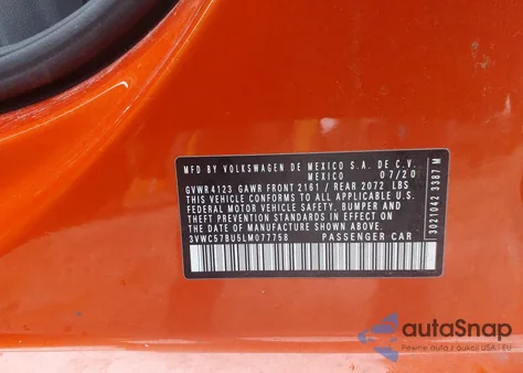 2020 Volkswagen Jetta 1.4T R-Line/1.4T S/1.4T Se from USA, damaged, VIN 3VWC57BU5LM077758